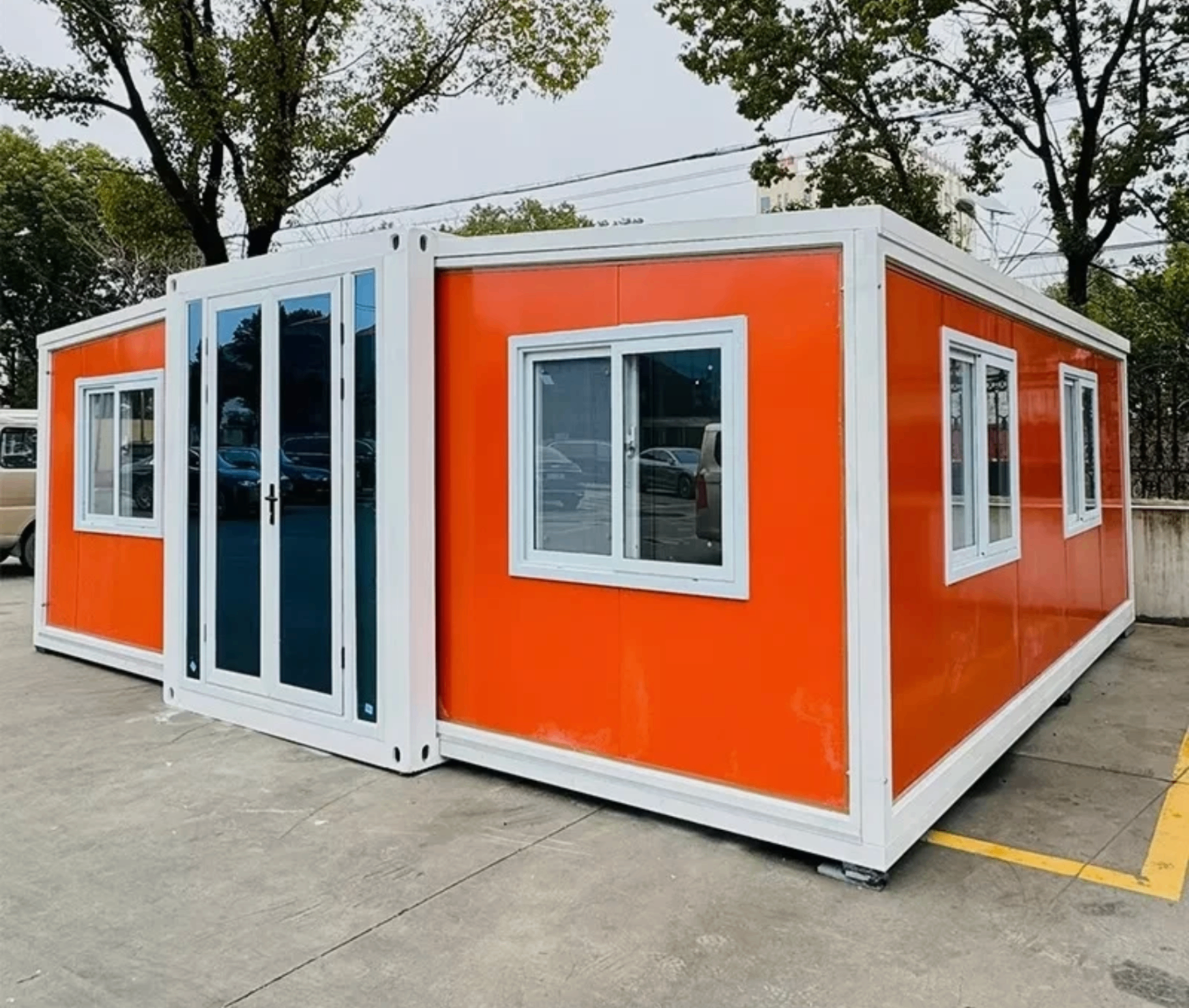 Orange expandable container modular home