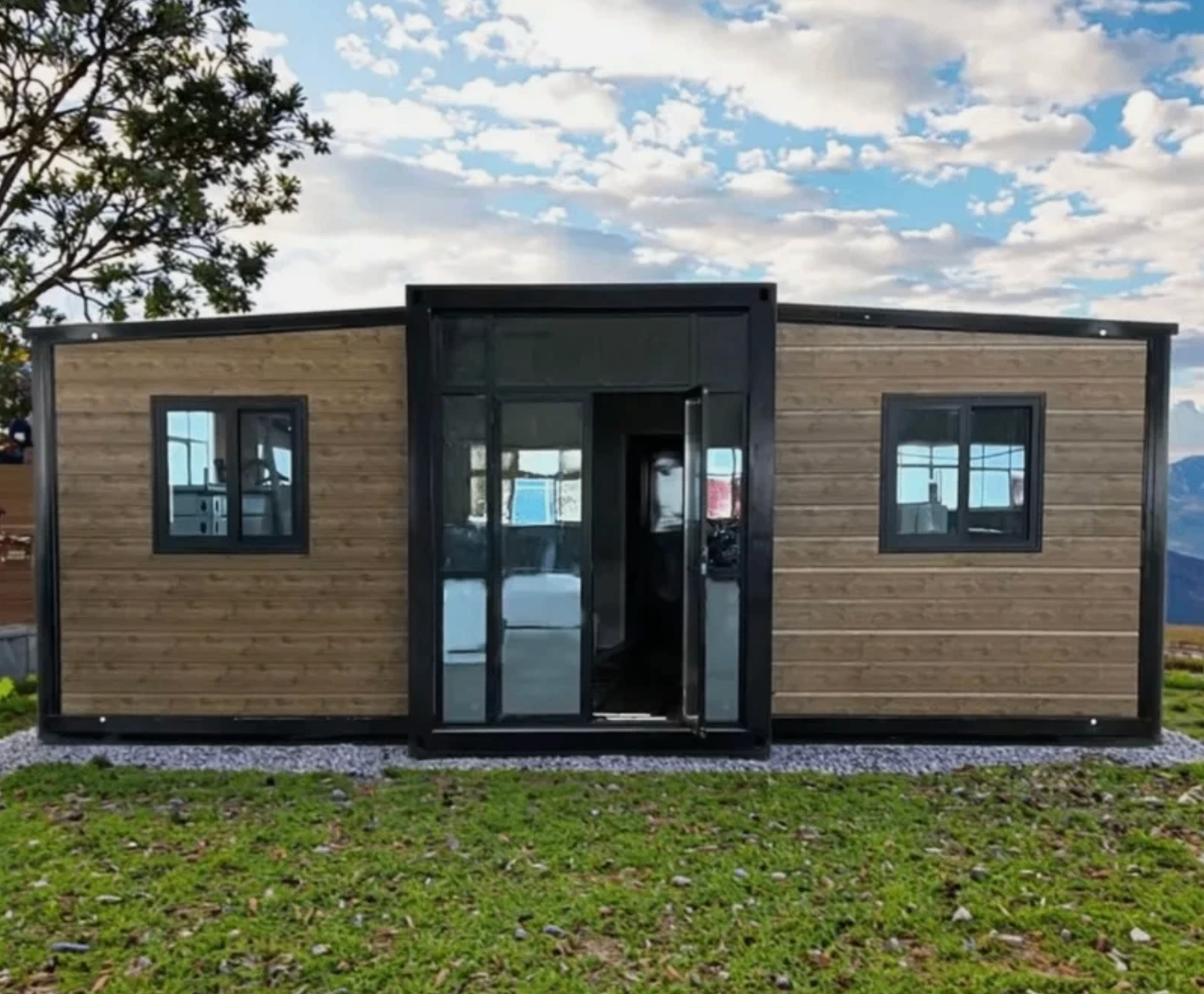 Timber-clad expandable container home
