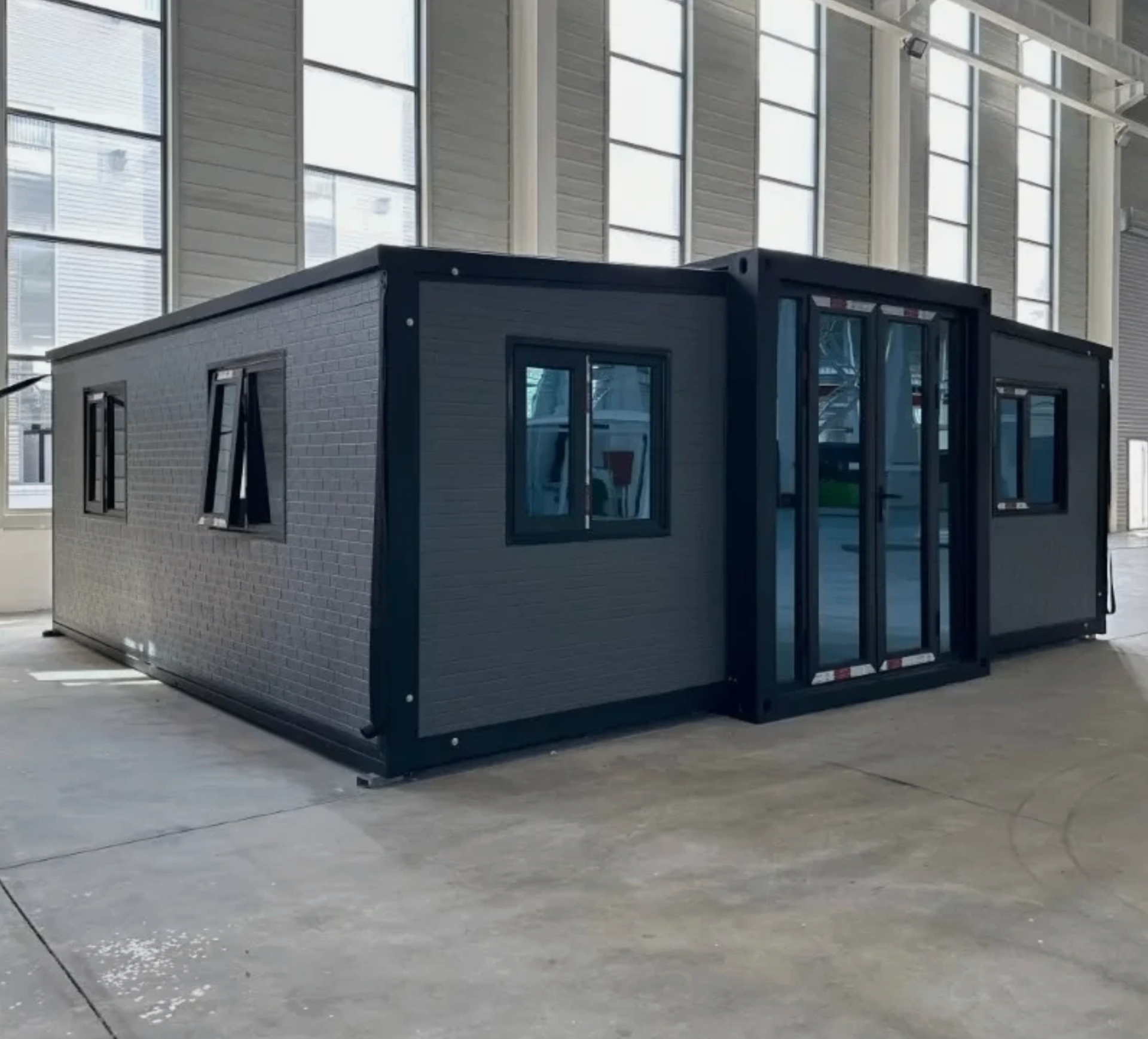 Grey expandable container modular home