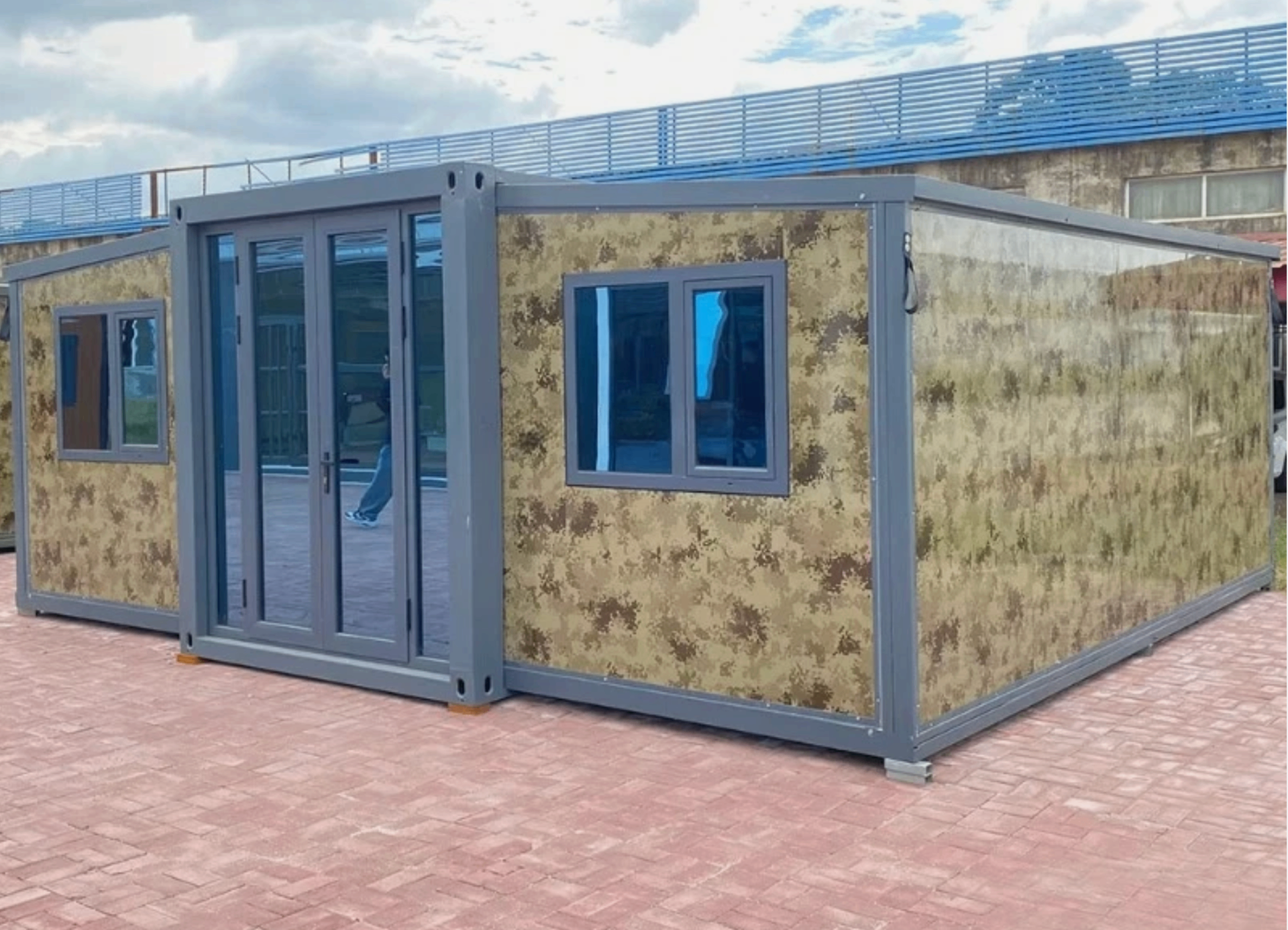Camouflage finish container modular home