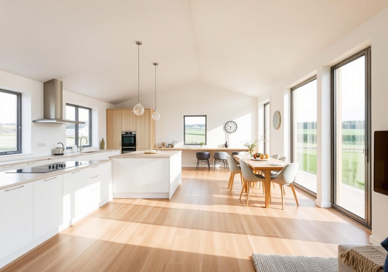 Open-plan kitchen interior in a modern Irish modular home